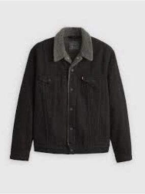 Levi's Black Jacket with Gray Sherpa Collar